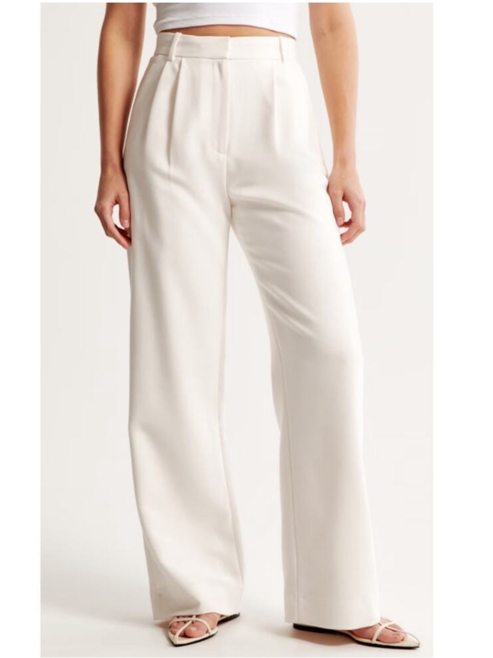 Abercrombie Sloane Tailored Ultra High Wide Leg Pant White  Sz 6 SHORT
